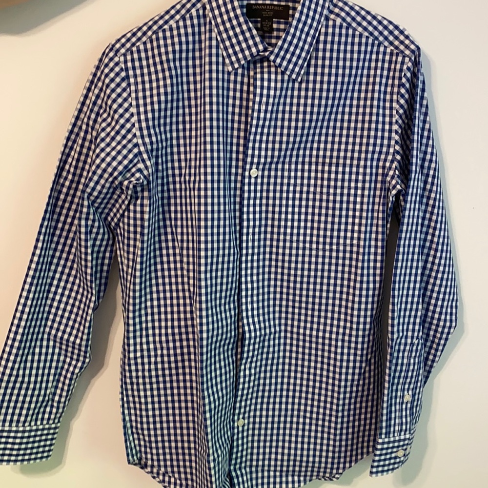 BR blue gingham button down